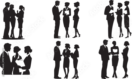 Business People Silhouettes in Professional Interactions