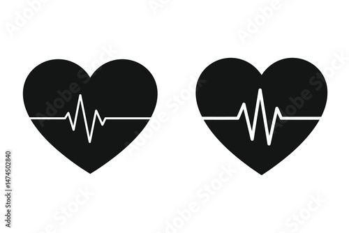 Heartbeat vector icon, cardiology pulse line, medical symbol, health graphics