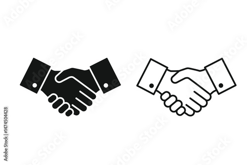 Handshake icon set, vector illustration, business agreement, partnership deal