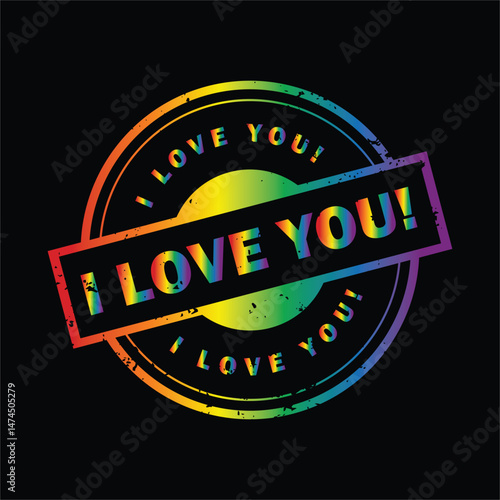 I Love You Pride Rainbow Stamp Vector