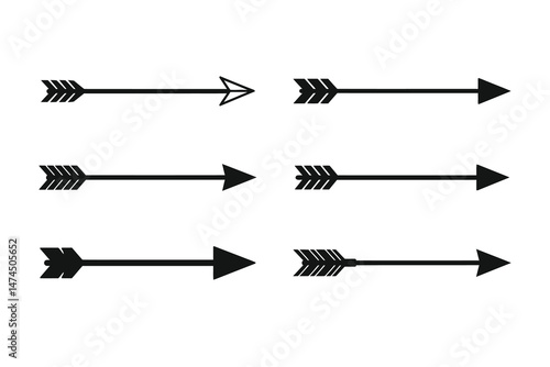 Set of six vector arrow illustrations design graphic resource element clip art