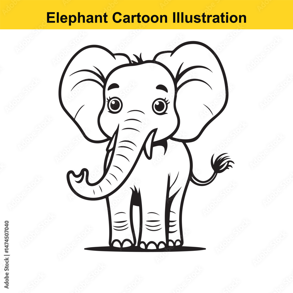 Naklejka premium Standing Cute Baby Elephant Cartoon Illustration
