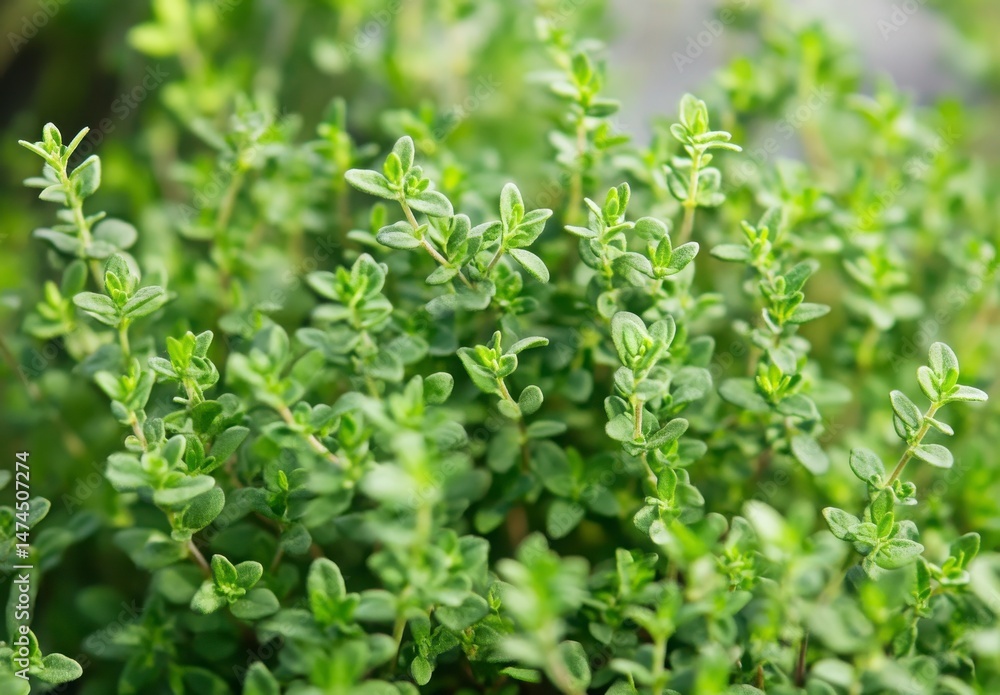 Close Up Of Lush Green Thyme Plant Close Up Of Lush Green Thyme Plant