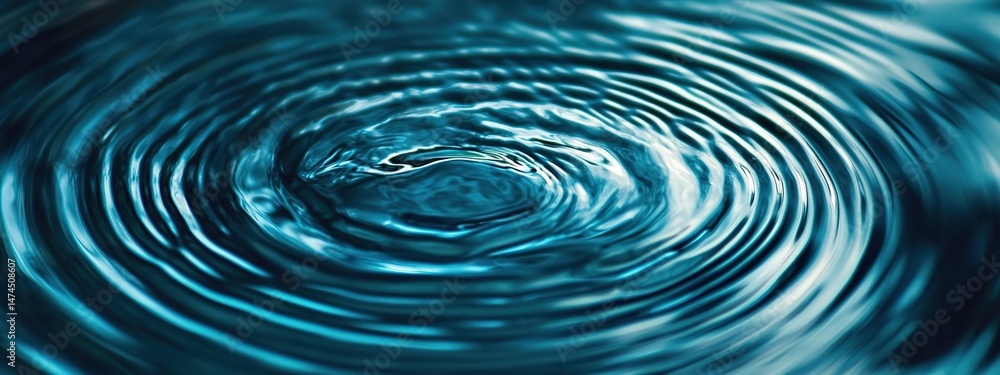 Close-up of concentric water ripples on blue surface. Close-up of concentric water ripples on blue surface.