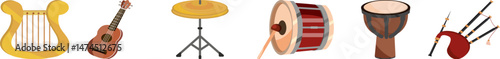 Musical instruments icon set.Vector illustration