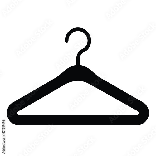 Simple black clothes hanger presents a minimalist style icon for fashion and apparel design