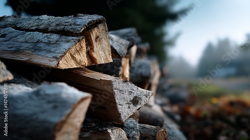 Wallpaper Mural Stacked firewood in morning light Torontodigital.ca
