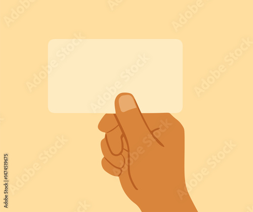 flat hand holding card mockup design