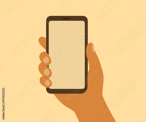 flat hand holding mobile phone mockup design