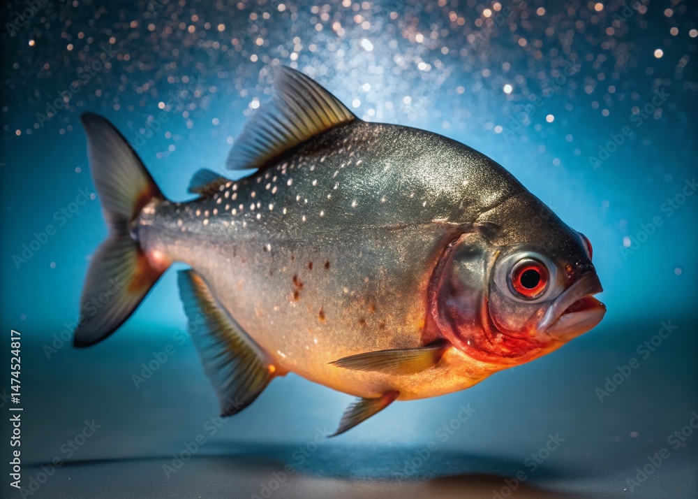 Isolated Piranha in Dark Water - Nighttime Aquatic Predator Stock Photo Isolated Piranha in Dark Water - Nighttime Aquatic Predator Stock Photo