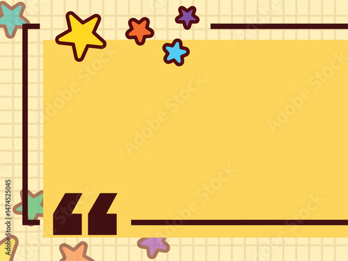 Yellow cute hand drawn text box cartoon style border vector background