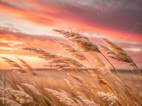 Long Exposure Dried Weeds Field - Golden Hour Sunset Landscape Photography