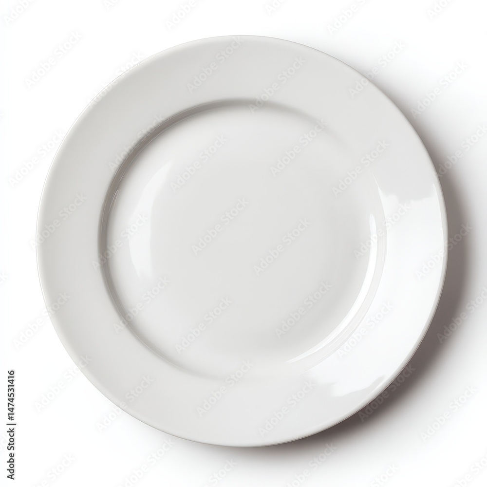 Clean White Dinner Plate Isolated on White Background Perfect for Restaurant Menus or Food Clean White Dinner Plate Isolated on White Background Perfect for Restaurant Menus or Food