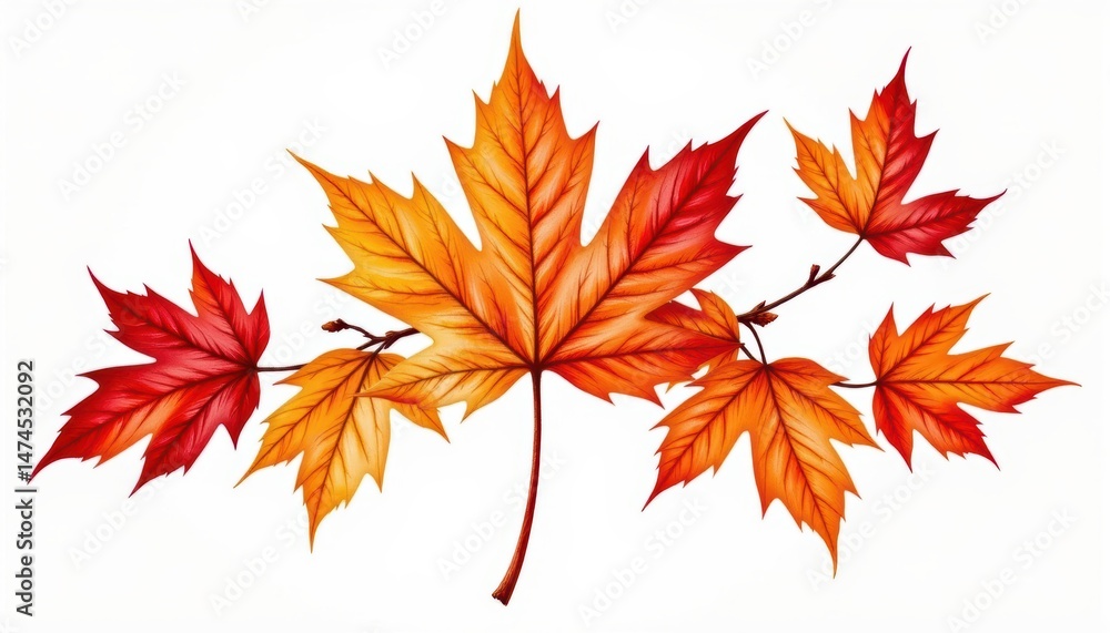 Fototapeta premium Exquisite watercolor painting of a maple leaf, celebration of autumn colors and nature's splendor
