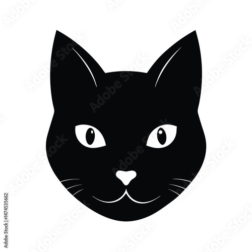 domestic cat black head silhouette 