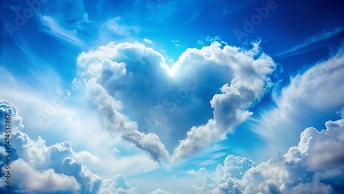 Macro Fantasy Heart Cloud: Dreamy Blue Sky, Whimsical Love