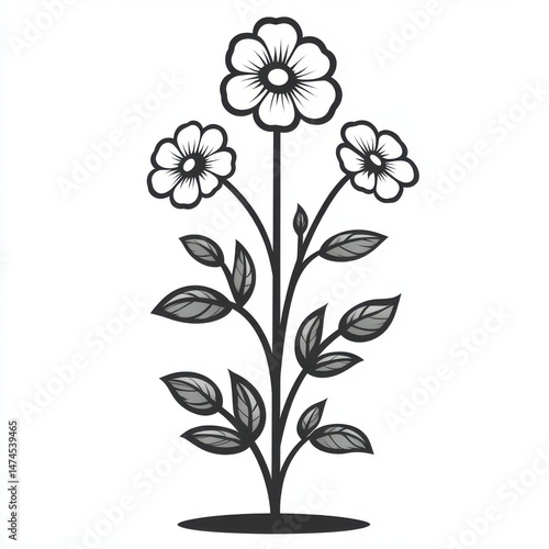 Wallpaper Mural tiny flower icon in minimalist black outline, white background Torontodigital.ca