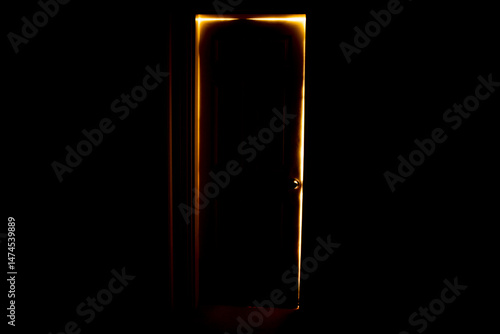 Closed door with a little light fall of.