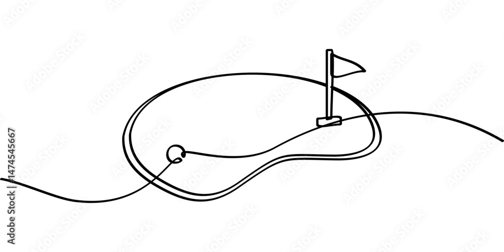 Obraz premium continuous line drawing of golf symbol. abstract line art illustration