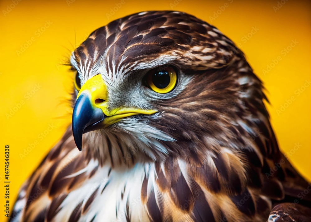 Obraz premium Majestic Hawk Portrait: Detailed Tilt-Shift Bird Photography