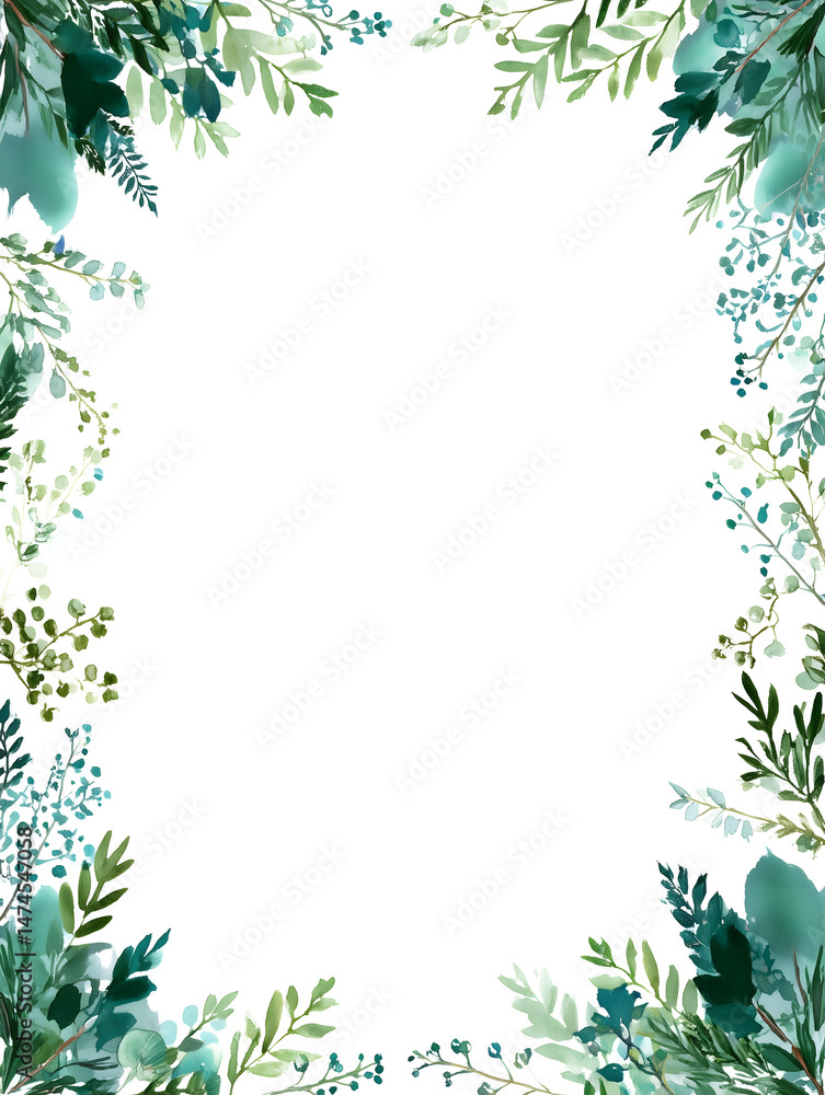 Elegant botanical frame with lush green leaves and delicate florals, perfect for wedding invitations, greeting cards, and nature-themed designs. Fresh and natural look. Elegant botanical frame with lush green leaves and delicate florals, perfect for wedding invitations, greeting cards, and nature-themed designs. Fresh and natural look.