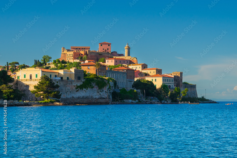 Naklejka premium The coastal view of Portoferraio, Elba.