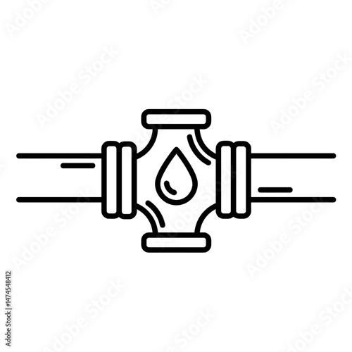 Oil pipeline joint illustration in line art style  