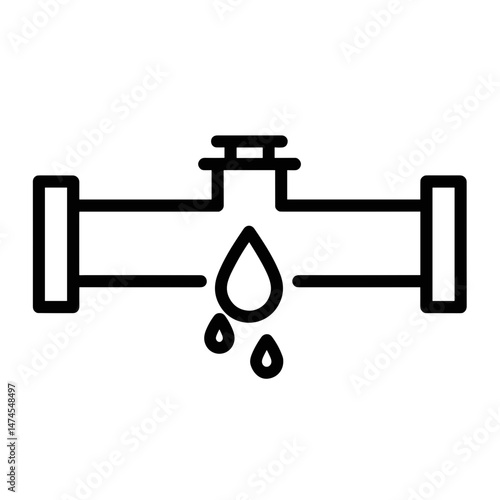 Oil pipeline leak illustration with drops of oil  