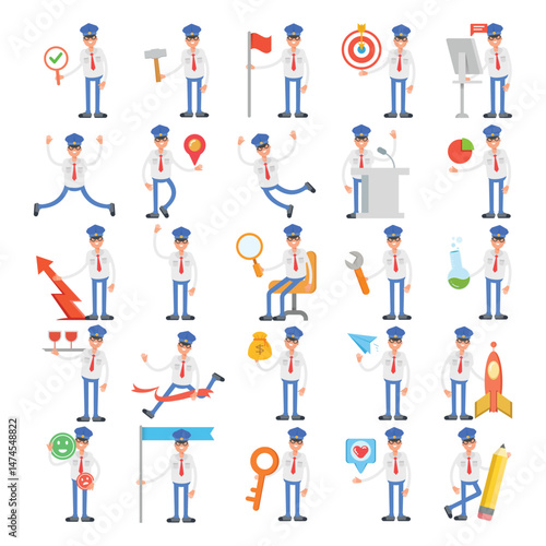 postman characters in different activities poses vector illustration