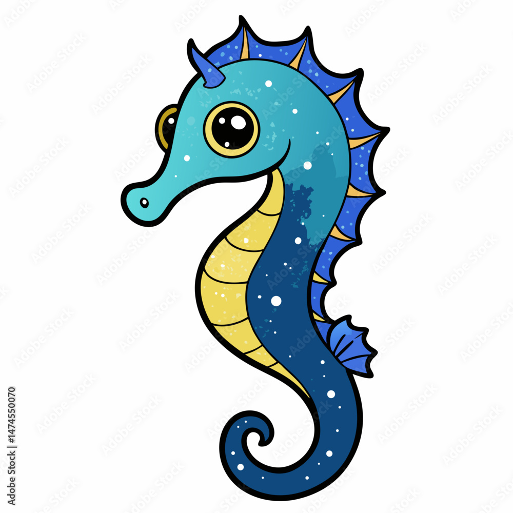 Fototapeta premium Astral Seahorse Fantasy Vector Art