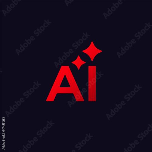 Ai tech logo with red letters and star shapes, symbolizing advanced artificial intelligence themes.