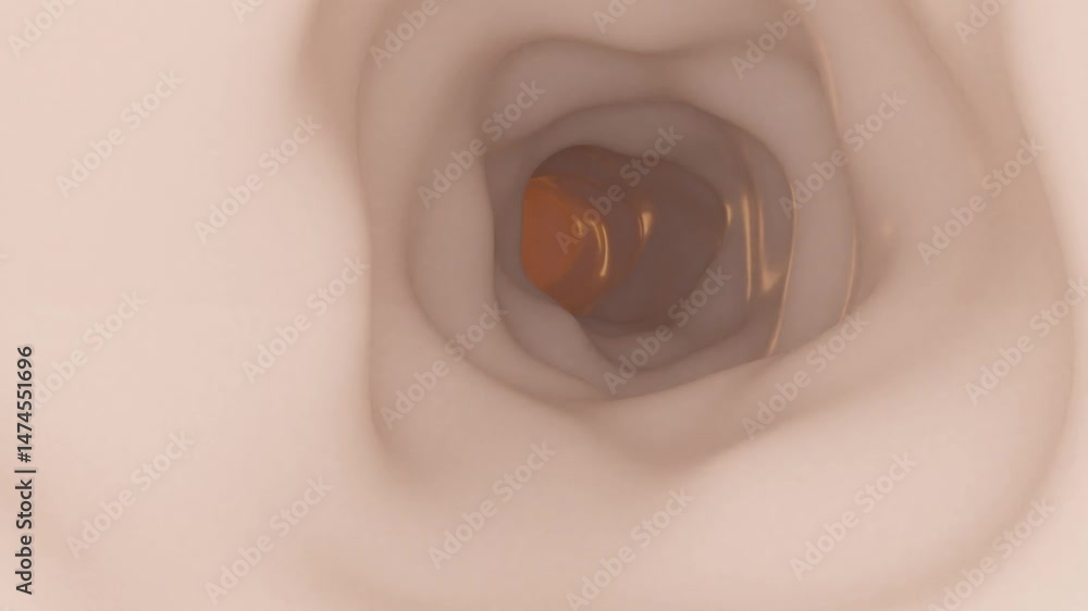Intestinal movement, colonoscopy, healthy human colon large intestine ...