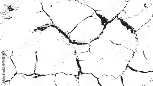 Black and white cracked wall with rough peeling texture Texture soil dry crack Sketch crack texture. Ground cracks background.
