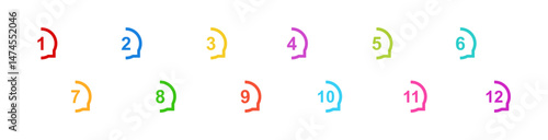 Bullet point icons in vivid hues used to mark lists and steps in presentations and infographics.