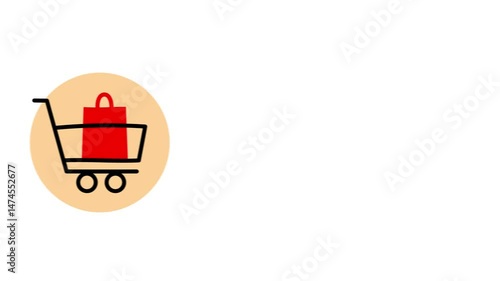 Animated trolley or shopping cart rolling across the screen, ideal for e-commerce, logistics, or retail shopping themed visuals