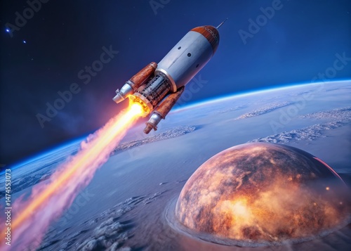 Wallpaper Mural Mars Colonization: Spaceship Atmospheric Entry - Red Planet Exploration Concept Art Torontodigital.ca