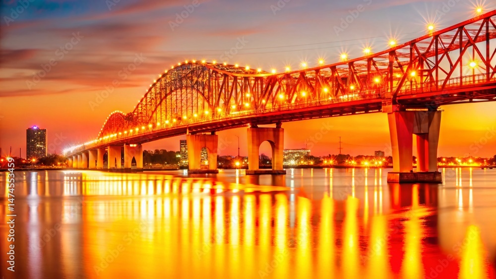 Fototapeta premium Memphis Mississippi River Bridge Panoramic High-Resolution Stock Photo