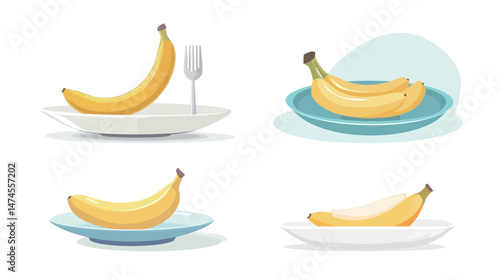 anana on a Plate – Minimalist Vector Illustration on White Background