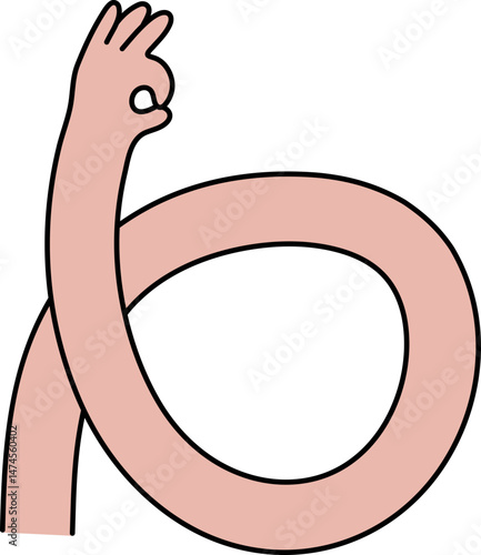 Funky long arm with hand okay illustration