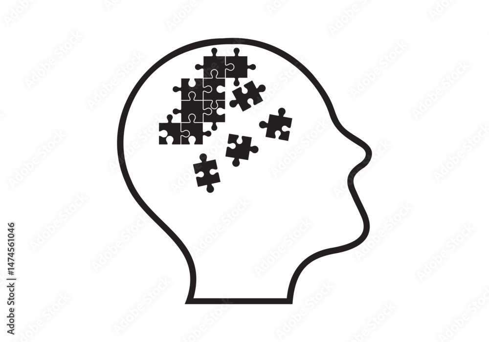 Head brain vector icons set Head brain vector icons set