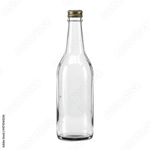 Wallpaper Mural A clear glass bottle with a gold cap stands, with reflections and highlights on a black backdrop Torontodigital.ca