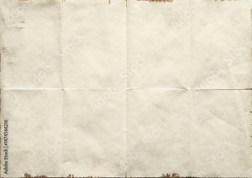 Old blank paper folded in eight