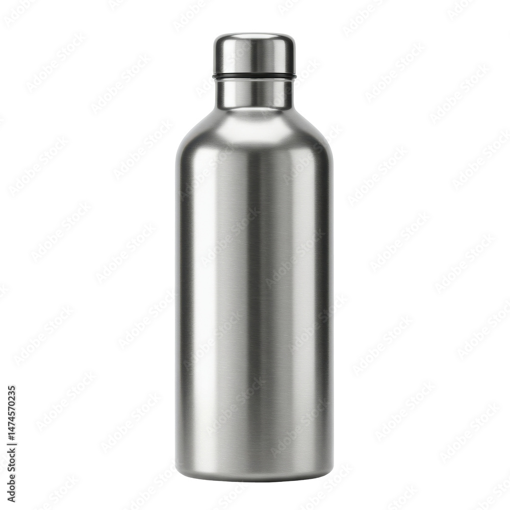 Sleek, metallic water bottle with rounded edges against a pure black backdrop Sleek, metallic water bottle with rounded edges against a pure black backdrop