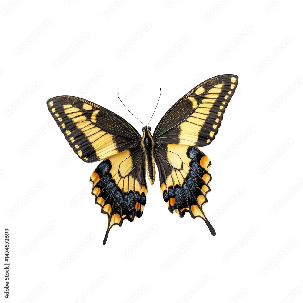 Fototapeta premium Eastern Tiger Swallowtail Butterfly on Transparent Background