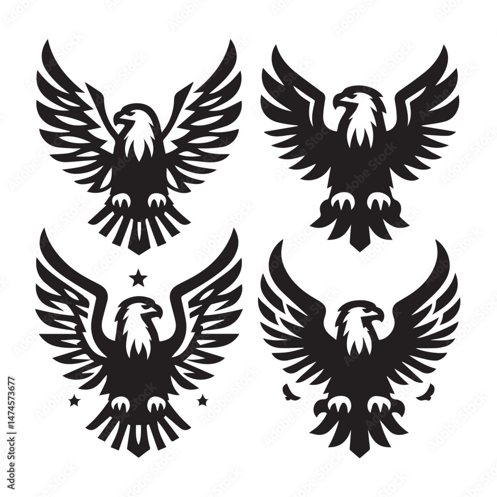 Fototapeta premium Black Eagle Icons Vector Set