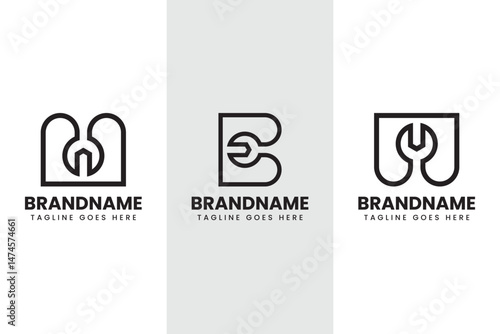 Letter B M W Wrench Logo, ideal for automotive, repair, or engineering industries