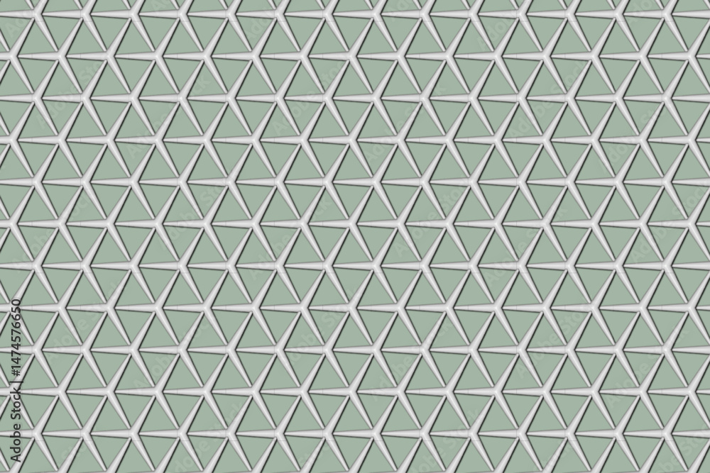 Abstract Seamless Pattern Featuring A Triangular Geometric Design With A 3D Visual Effect In Soft Green And White Tones. Ideal For Backgrounds, Wallpapers, And Modern Digital Or Print Design Projects. Abstract Seamless Pattern Featuring A Triangular Geometric Design With A 3D Visual Effect In Soft Green And White Tones. Ideal For Backgrounds, Wallpapers, And Modern Digital Or Print Design Projects.
