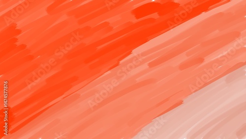 Abstract digital painting with diagonal orange and red brushstrokes, fading to lighter hues and white. Textured and dynamic