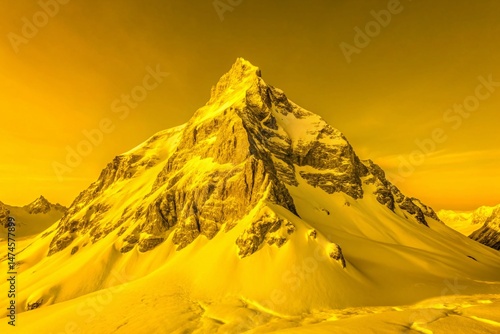 Panoramic Black and White Photography of Suicide Peak, Dramatic Mountain Landscape