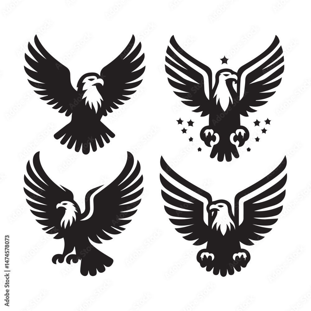 Obraz premium Black Eagle Icons Vector Set